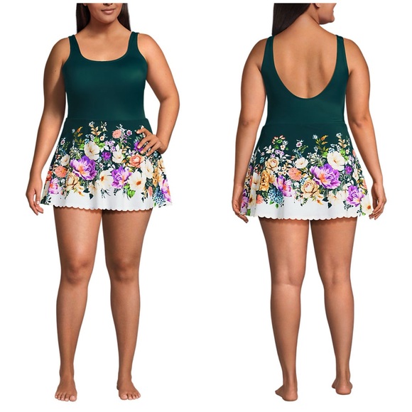 Lands end tugless scallop swim dress swimsuit size 22w - Picture 2 of 8